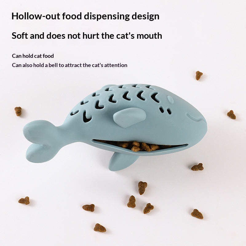 Cat Food-dispensing Bite-resistant Silicone Toy In The Shape Of A Cute Little Fish For Pets