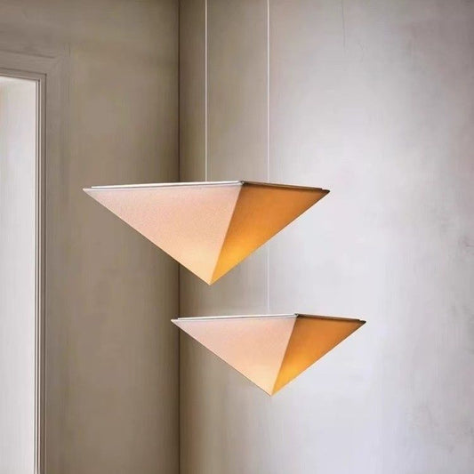 Triangular Linen Fabric Designer Tea Room Chandelier