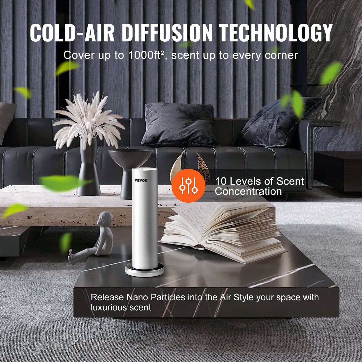 Duftluftmaschine Für Zuhause, 120 Ml Bluetooth Smart Kaltluftdiffusor, 93,4 M² Wasserloser Duftluftdiffusor Für Ätherische Öle, Bodenstehende Aromatherapiemaschine Für Spa, Yoga, Zuhause, Büro,