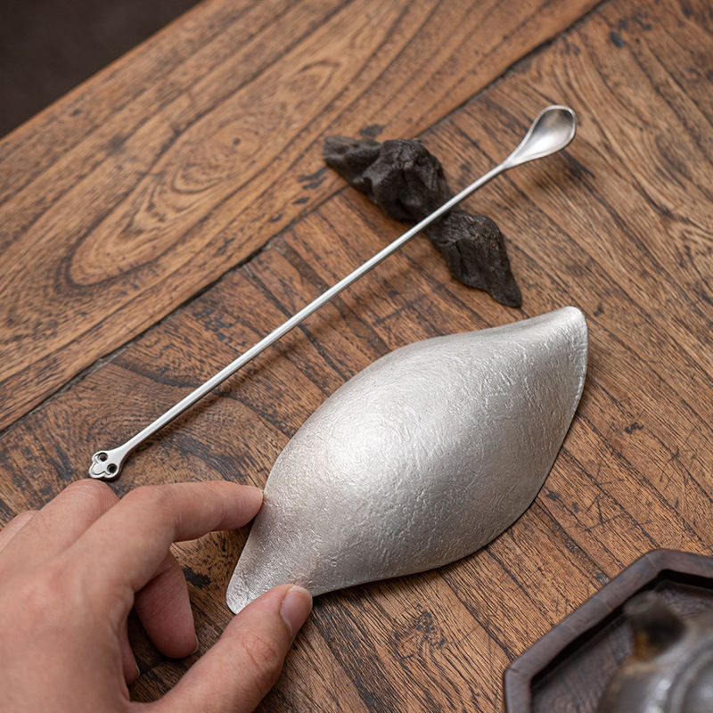 Retro Zen Tea Spoon Handmade Tin Lotus Leaf Tea Appreciation Accessories