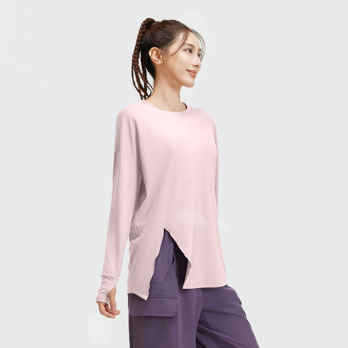 Slit Loose Yoga Clothes Long Sleeve Women's Sports Running