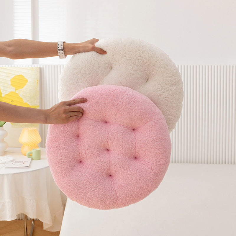 Thickened Winter Lambswool Seat Cushion Round Chair Pad Office Computer Chair