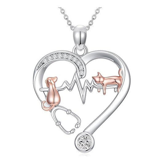 Nurse Necklace Stethoscope Necklaces Heart Pendant Necklace For Doctor Nursing Themed Jewelry Medical Student Graduation Nurse Gifts For Women