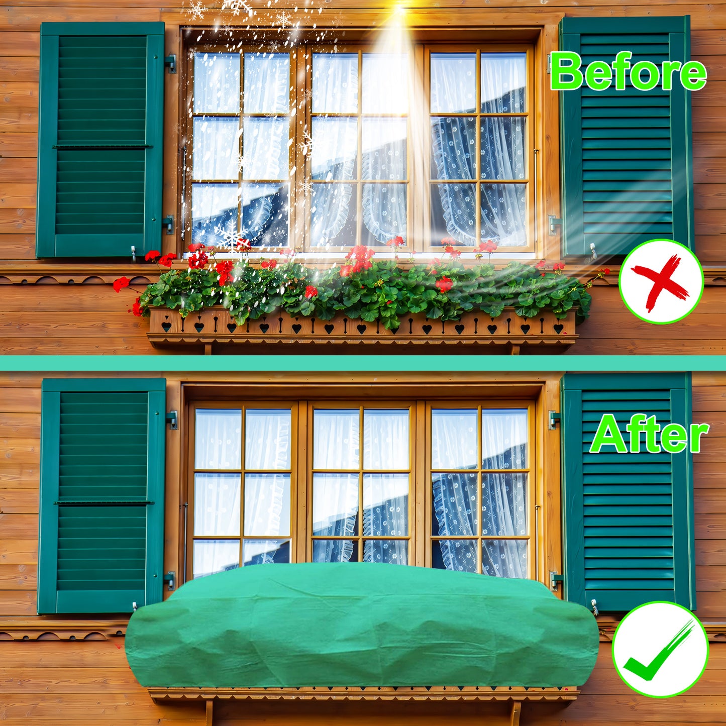 Protective Covers For Flower Boxes, Set Of 2—Winter Insulation For Plants In Pots And Boxes—Garden Accessories Set