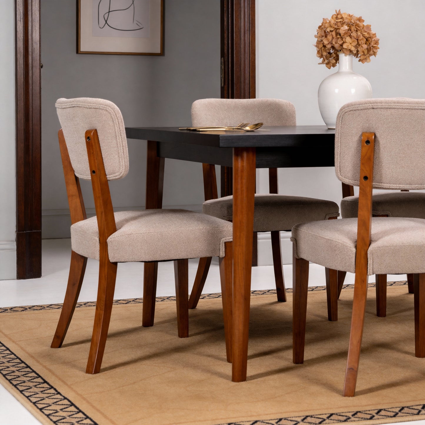 Modern Armless Dining Chairs Set Of 2, Brown, Contemporary Side Chairs With Wood Legs   Versatile Accent Chairs For Dining Room, Kitchen, Or Living Room