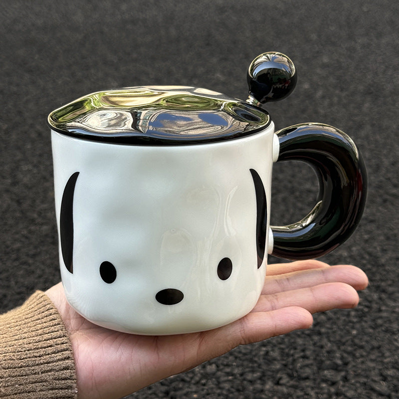 Ins Korean-style Pacha Dog Ceramic Mug With Lid For Girls