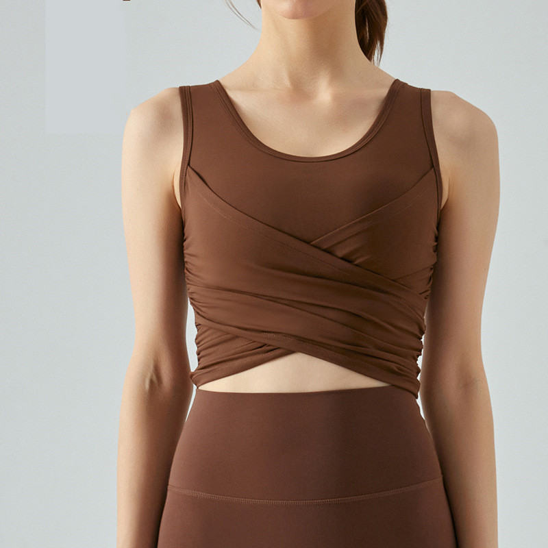 Slim-fit Yoga Vest Top With Chest Pad Female Semi-fixed Cup