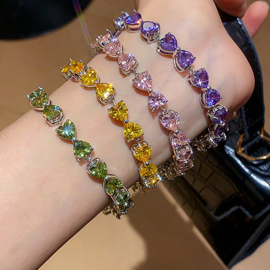 French Style Oval Zircon Bracelet For Women Sweet Luxury Bangle Wedding Party Fashion Jewelry