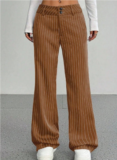 New Women's Korean And Japanese Slim-fit Striped Flared Casual Pants