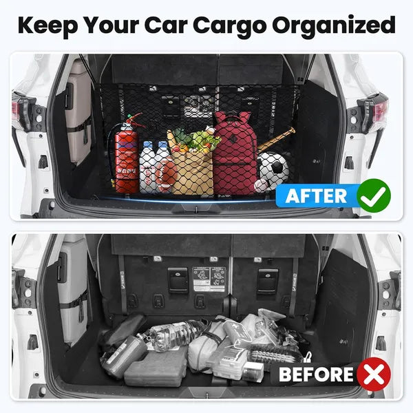 Trunk Cargo Net For Toyota Sienna 2021-2024 2025 Accessories Envelope Style Mesh Trunk Net Organizer And Storage Stretchable Adjustable Elastic Nylon Rear Cargo Netting With Hooks