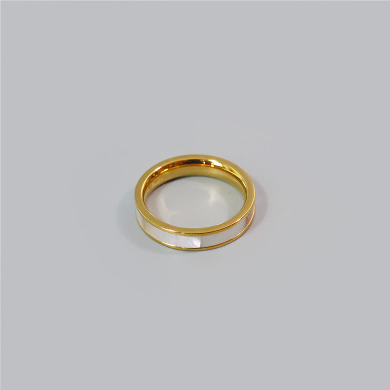 Cross-border Best-selling Titanium Steel White Mother-of-pearl Ring For Women