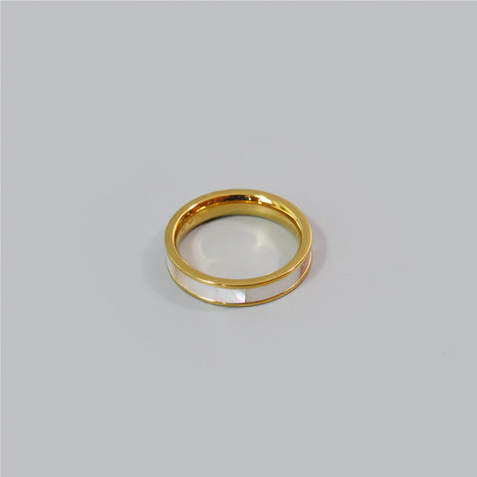 Cross-border Best-selling Titanium Steel White Mother-of-pearl Ring For Women