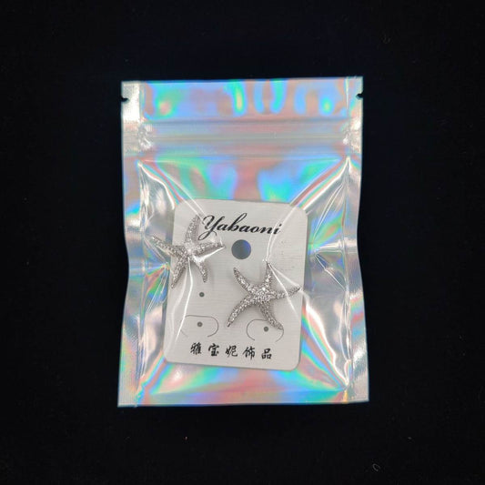 Holographic Rainbow Film Sealed Bag Earrings Ring Jewelry Small Bag Mobile Phone Case Laser Ziplock Bag Jewelry Packaging Bag