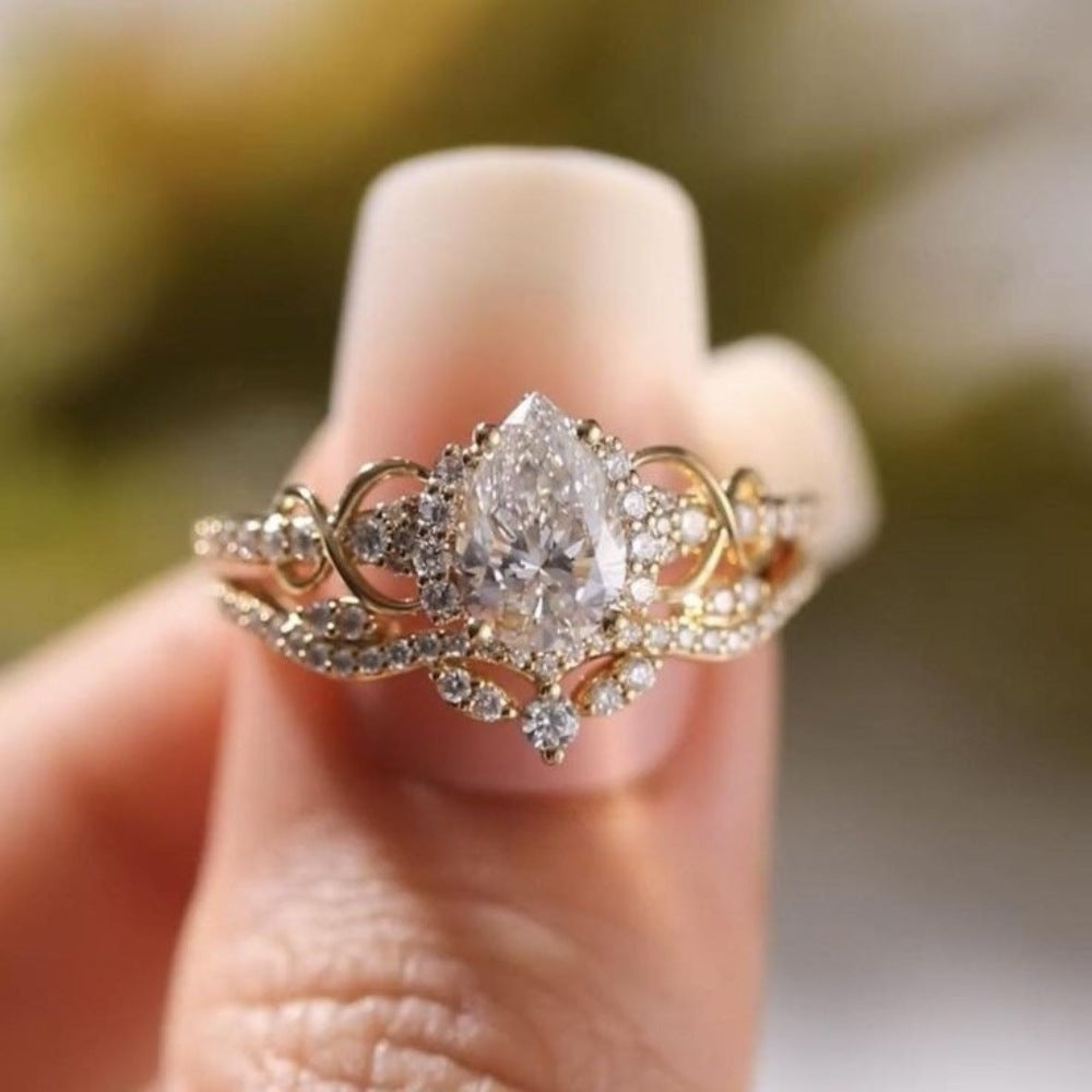 Womens Fashion Micro-Pave Cubic Zirconia Ring Set