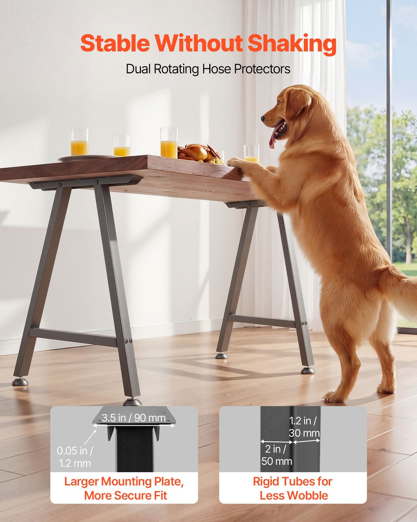 Table Legs, 29.1" H X 21.7" W Trapezoid Steel Furniture Legs, Modular Design, Easy Assembly, 2204 Lbs Max Load Heavy Duty, Ideal For Home Office Desk, Coffee Dinner Bar Tables,Set Of 2, Black