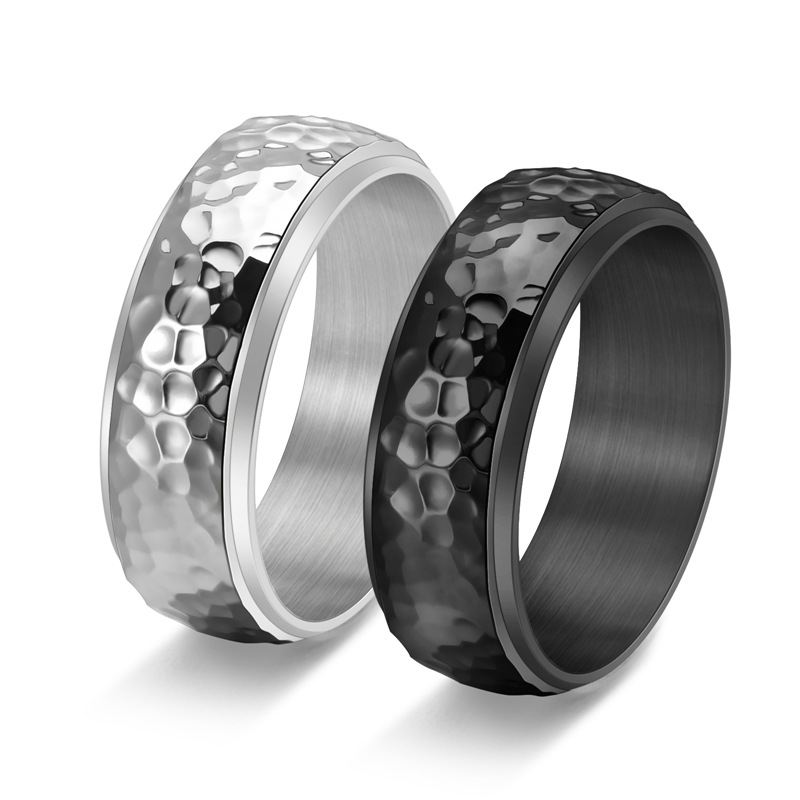 Hammer Pattern Personality Style Rotatable Ring Small Chinese Style Jewelry Accessories Ring