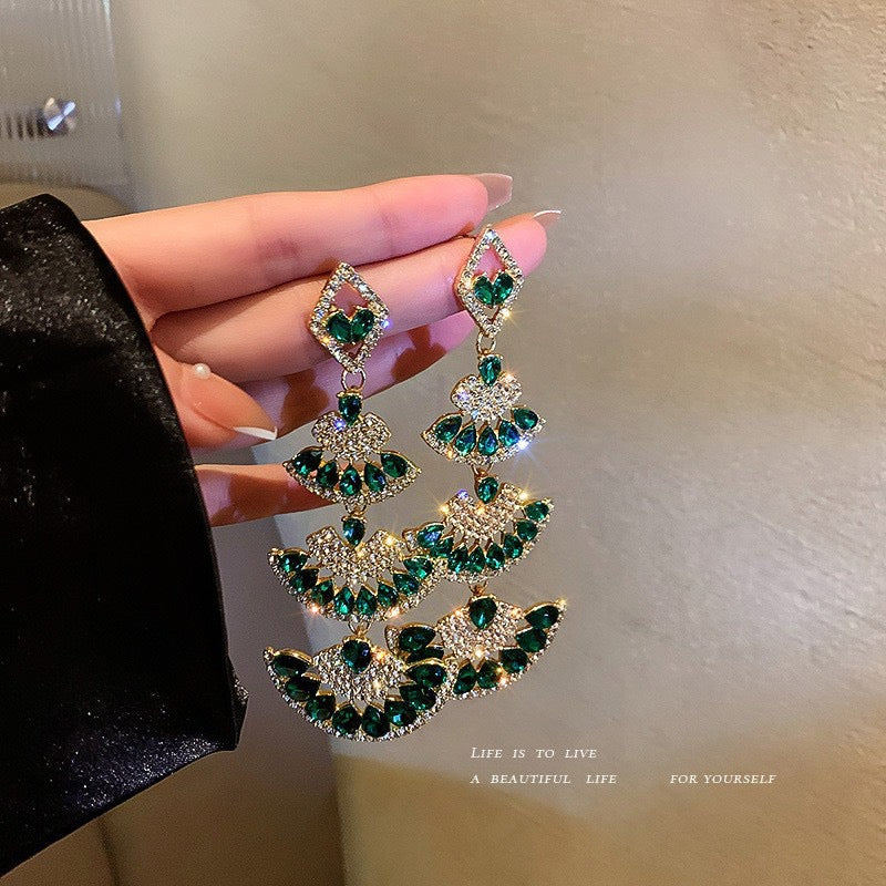 Silver Needle Zircon Long Earrings For Women Korean Style Elegant Premium Vintage Tassel