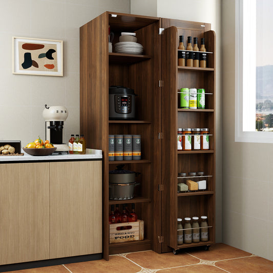 Kitchen Pantry Cabinet, BrownFreestanding Buffet Cupboards Sideboard With Doors & Shelves, Kitchen Pantry Storage Cabinet For Kitchen, Living Room And Dinning Room