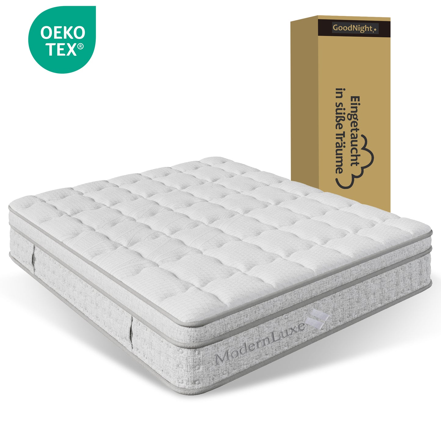 7-zone Pocket Spring Mattress 140x200 Cm H3, 25cm High Cold Foam Hybrid Mattress, Ergonomic Body Adaptation & Breathable, OEKO-TEX Certified, Comfort Double Bed Mattress