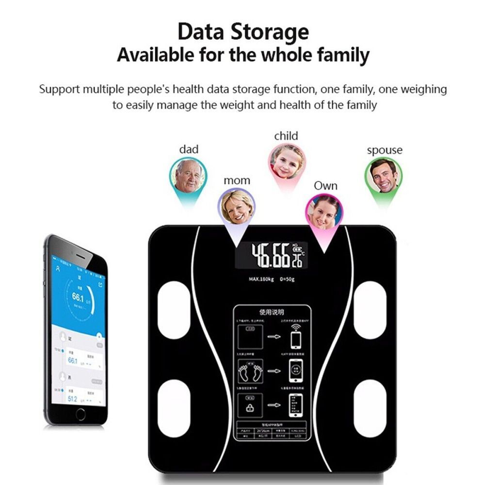 Scales Electronic 180KG Digital Bathroom LCD Display Home Body Fat BMI Monitor
