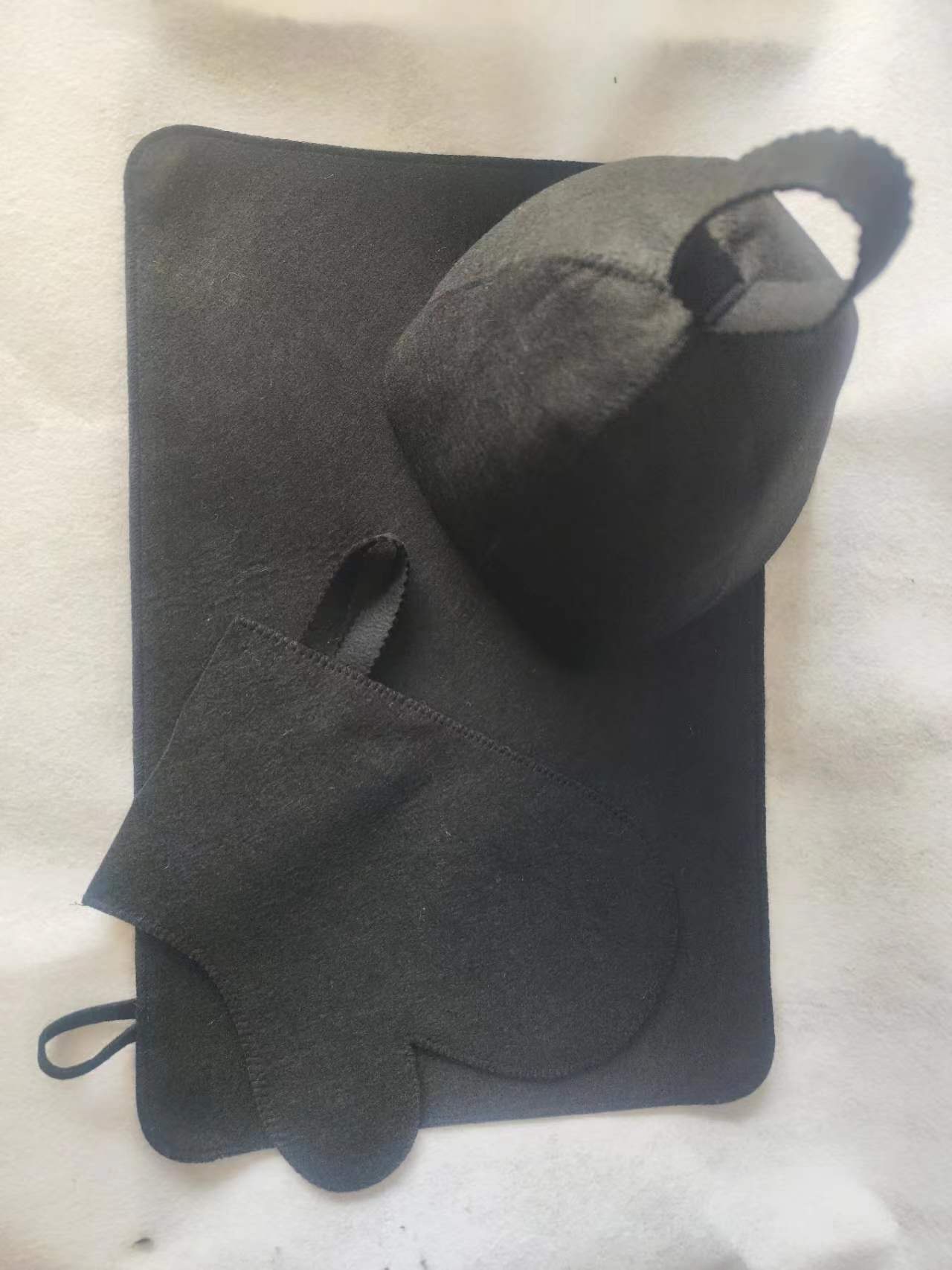 Factory Wholesale Felt Sauna Hat Three-piece Set Mat Gloves And Dry-hair Cap