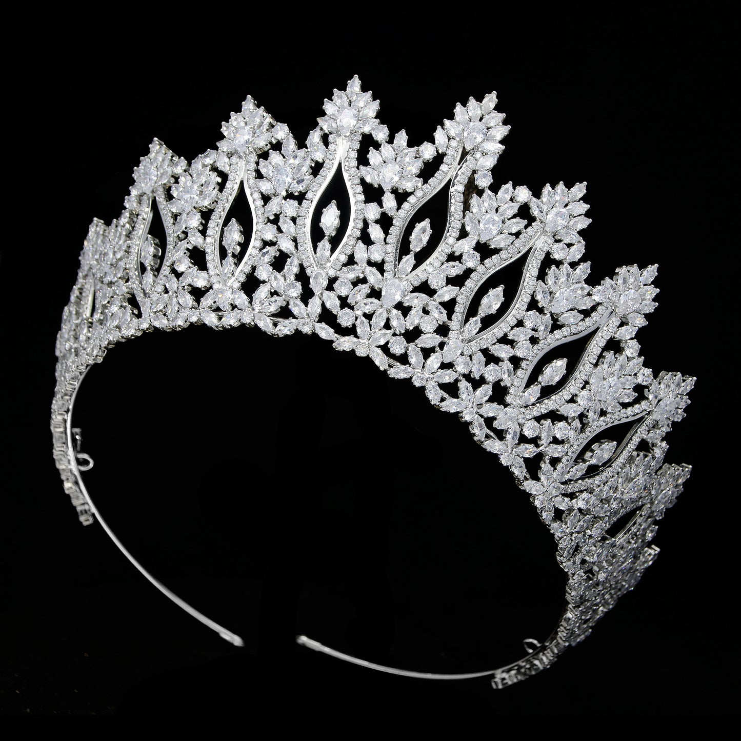European And American Zircon Bridal Crown Headpiece With Metal Plating, Korean Style