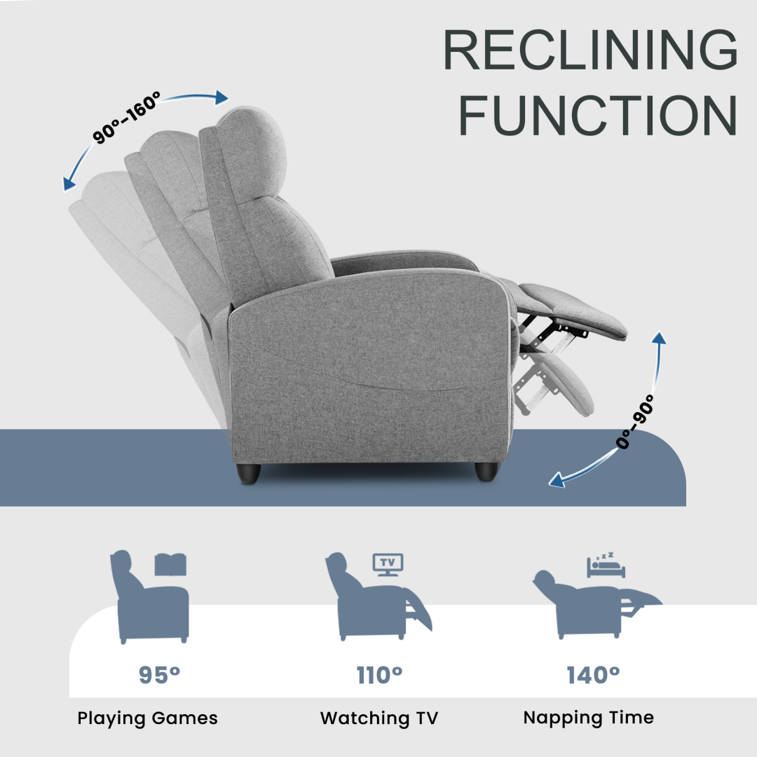 Recliner Chair PU Leather Recliner Sofa No Massage