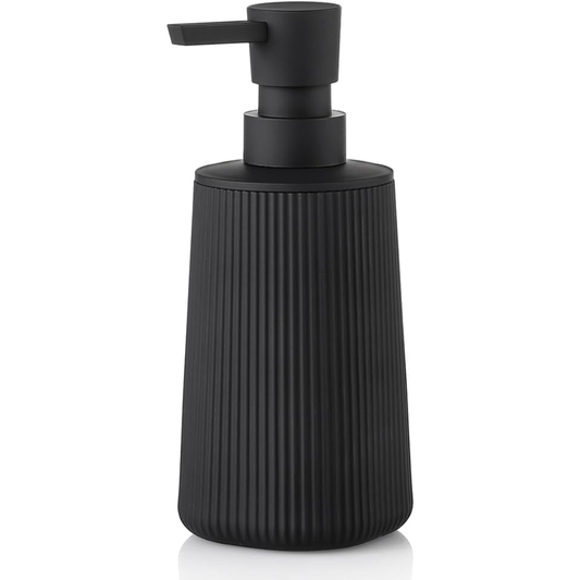 Small Soap Dispenser For Bathroom And Kitchen Modern Farmhouse Striped Style Plastic Hand Soap Dish Soap Dispenser With Pump Matte Black