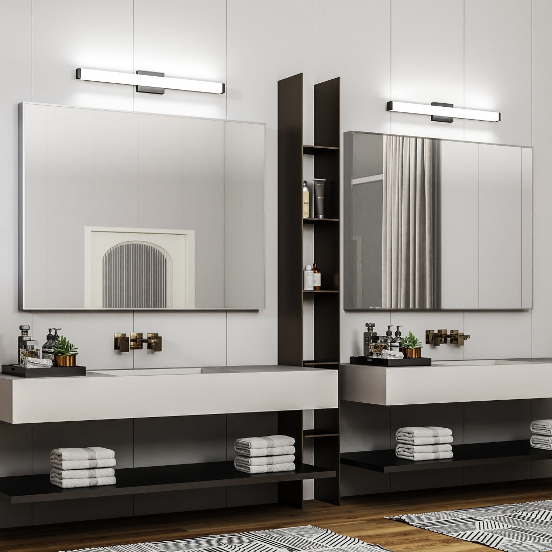 Bathroom Vanity Light Black - 33 Inch Modern Vanity Lights For Bathroom - 18W LED Bath Lights Over Mirror Cool White Light 6000K