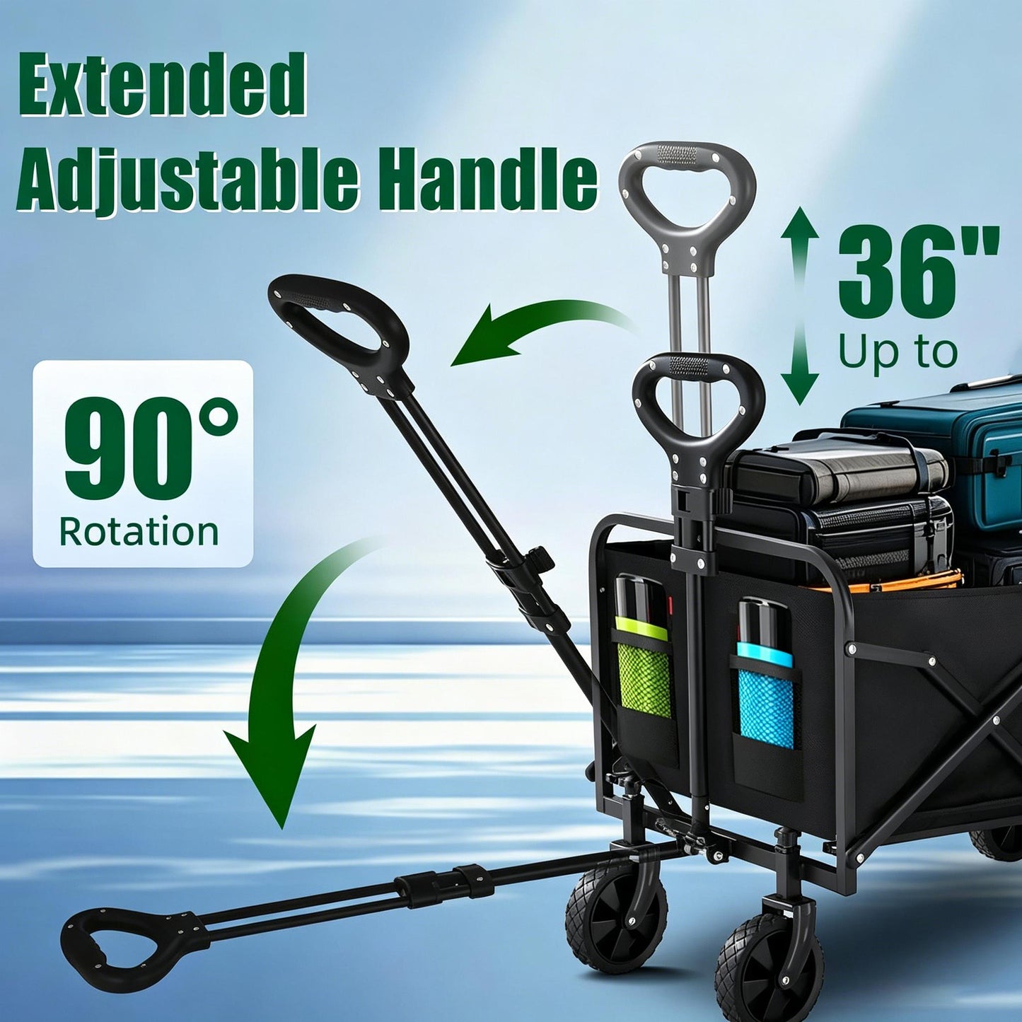 Multifunctional Folding Handcart, Portable And Foldable Outdoor Camping Vehicle, Suitable For Various Scenarios Such As Picnics, Beach Outings, Shopping, Gardening, And Carrying Groceries.