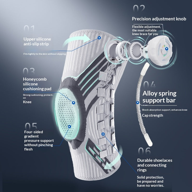 Upgraded Knob-Style Sports Knee Brace Outdoor Running Shock-Absorbing Adjustable Silicone Knee Protector