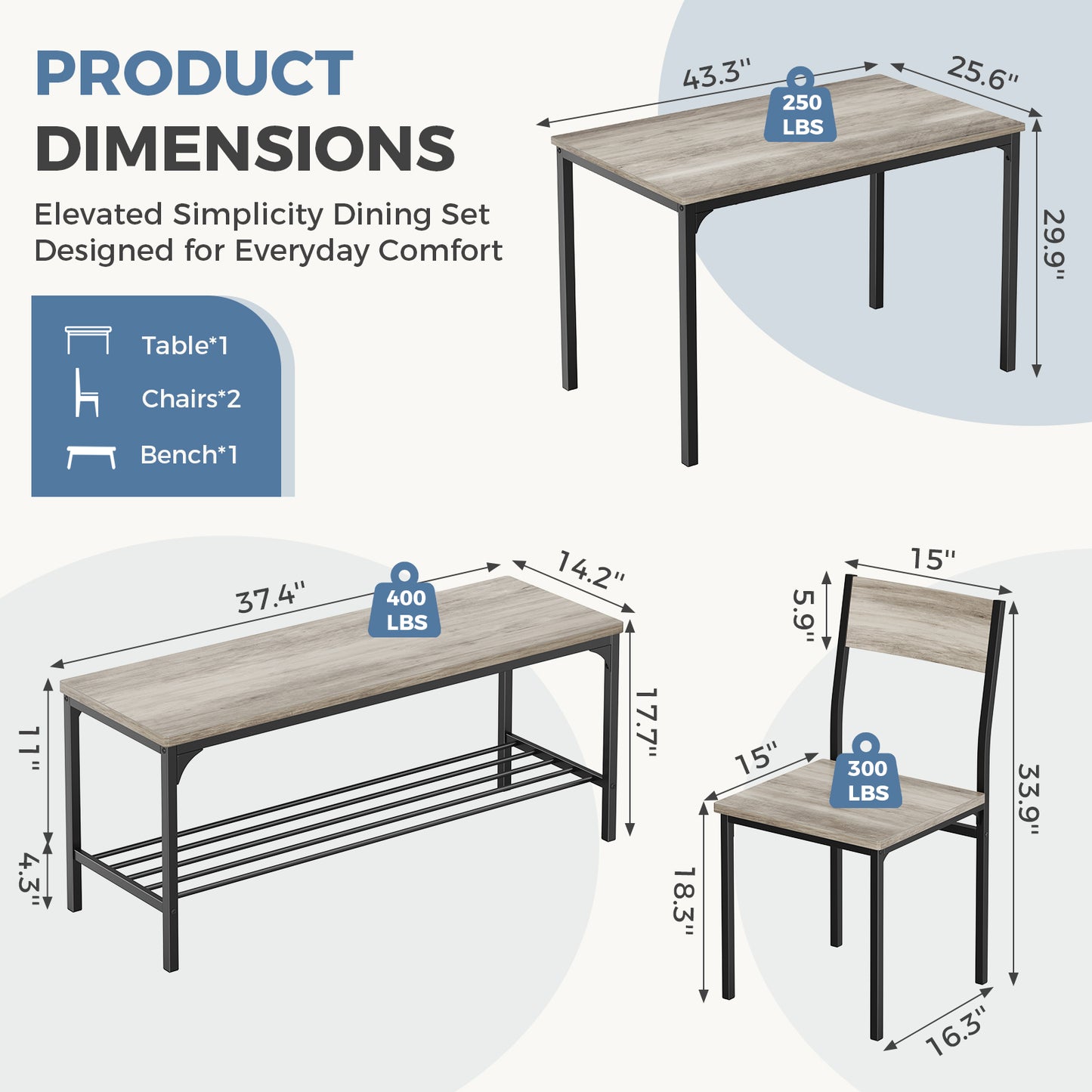Dining Table, Dining Table Set That Can Accommodate 4 People And Is Equipped With Benches, Simple Assembly Kitchen Table