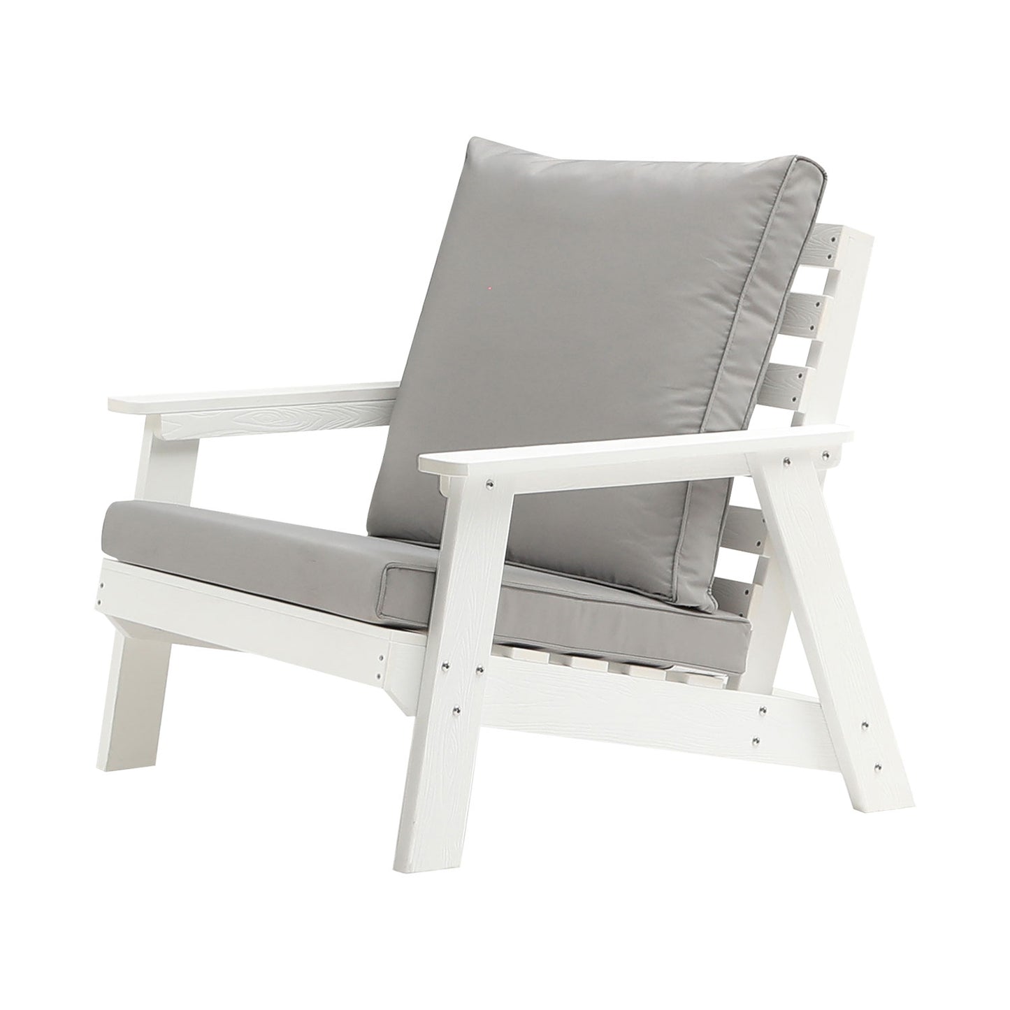 HIPS All-Weather Outdoor Single Sofa With Cushion, White Grey