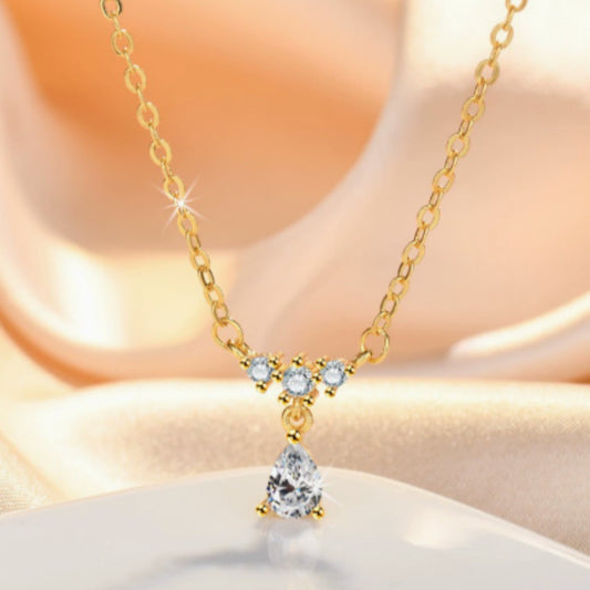 Birthstone Korean Luxury Waterdrop Zircon Necklace