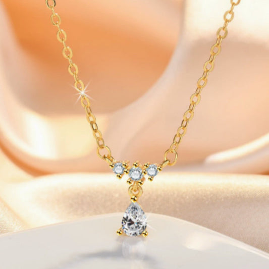 Birthstone Korean Luxury Waterdrop Zircon Necklace