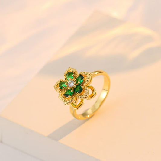 Nephthytis Flower Zircon Flower Niche Fashion New Ring
