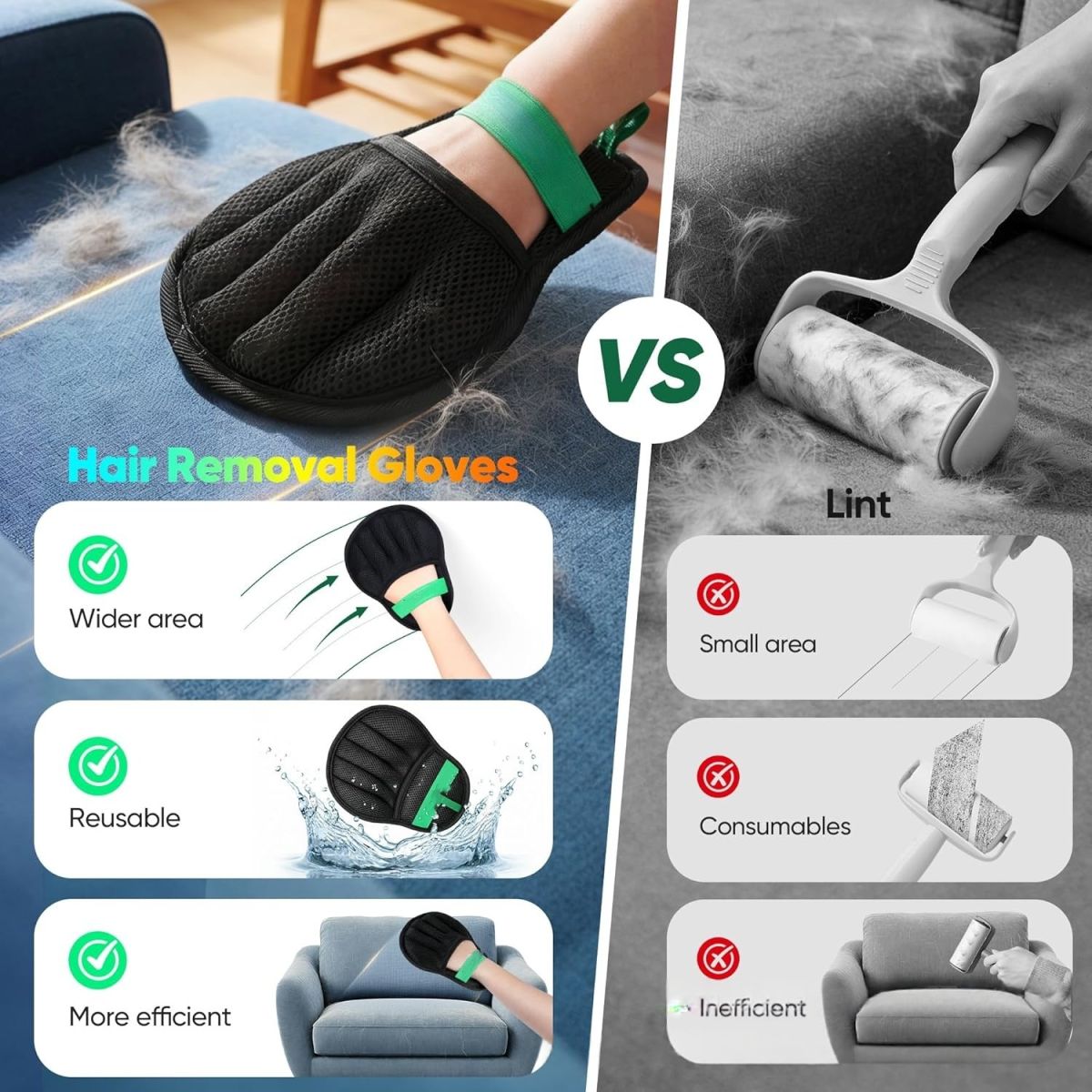 Pet Cat Hair Remover Static-Clay Glove