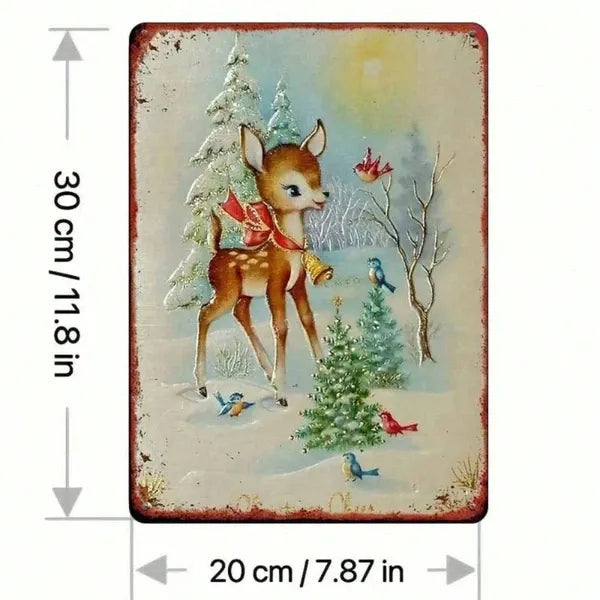 CIFbuy 1PC Rustic Iron Metal Wall Sign Winter Reindeer Snowy Woods Pattern No Text Christmas Holiday Home Outdoor Wall Art Decor Orname TikTok, TikTok, Name Self-pickup Logiopics