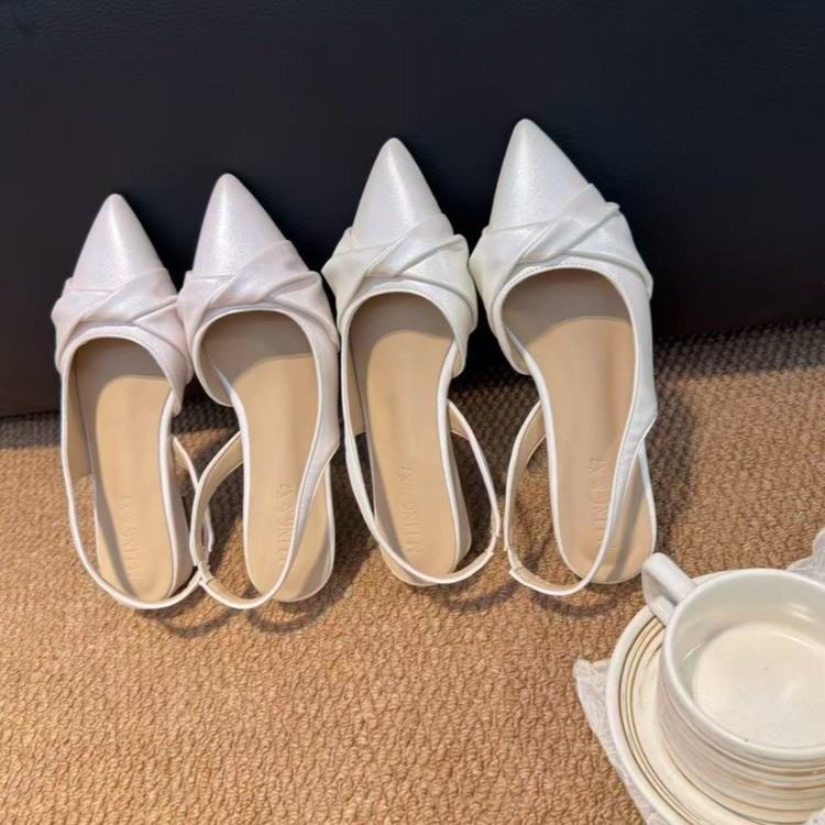 Women Pearlescent Elegant Backless Sandals, Unique Design Pointed Toe Fashion Shoes, Versatile Summer Footwear, 2026 New Arrival