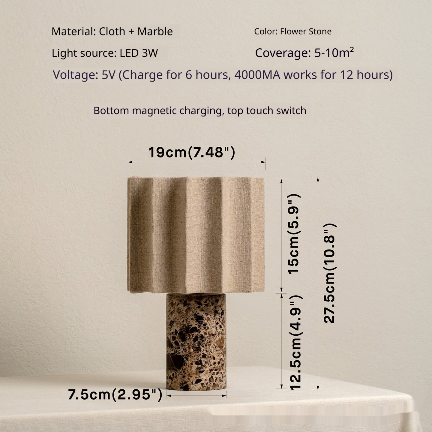 Light Luxury Marble Charging Table Lamp For Bedroom And Living Room Decoration