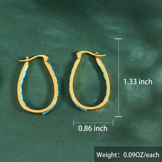 Light Luxury Gold Tone U-Shape Earrings For Women, Fashion Unique Hook Earrings Inlaid Blue Cubic Zirconia, Niche Design Ear Jewelry