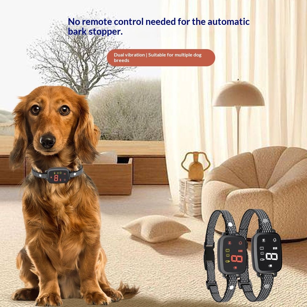 Digital Display Touch-Control Waterproof Pet Collar Anti-Bark Device