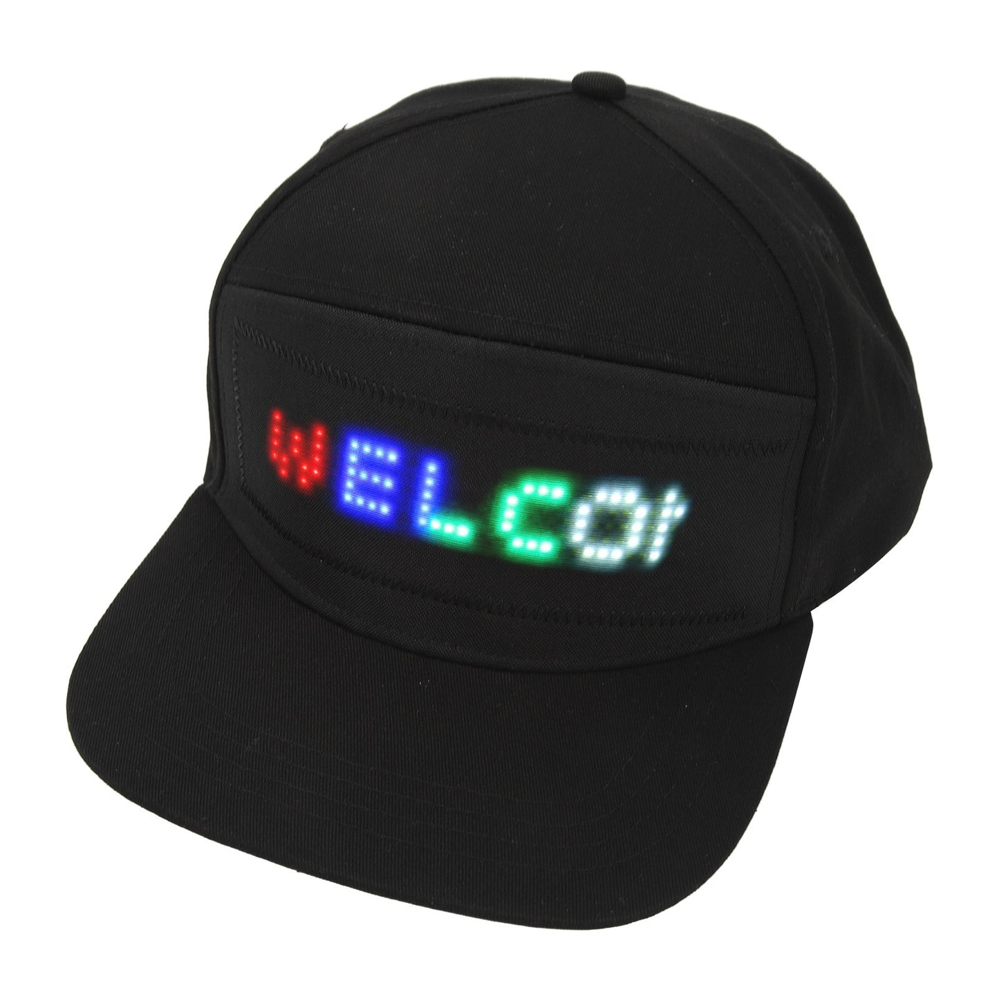 LED Cap Programmable Bluetooth APP Control Editable Colorful LED Hat For Outdoor Concert Carnival Black