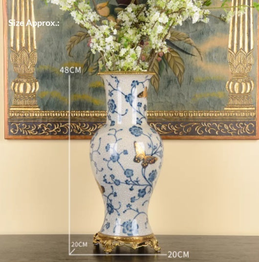 Porcelain And Copper Blue-and-white Vase Ornament Decorative Piece Housewarming Gift