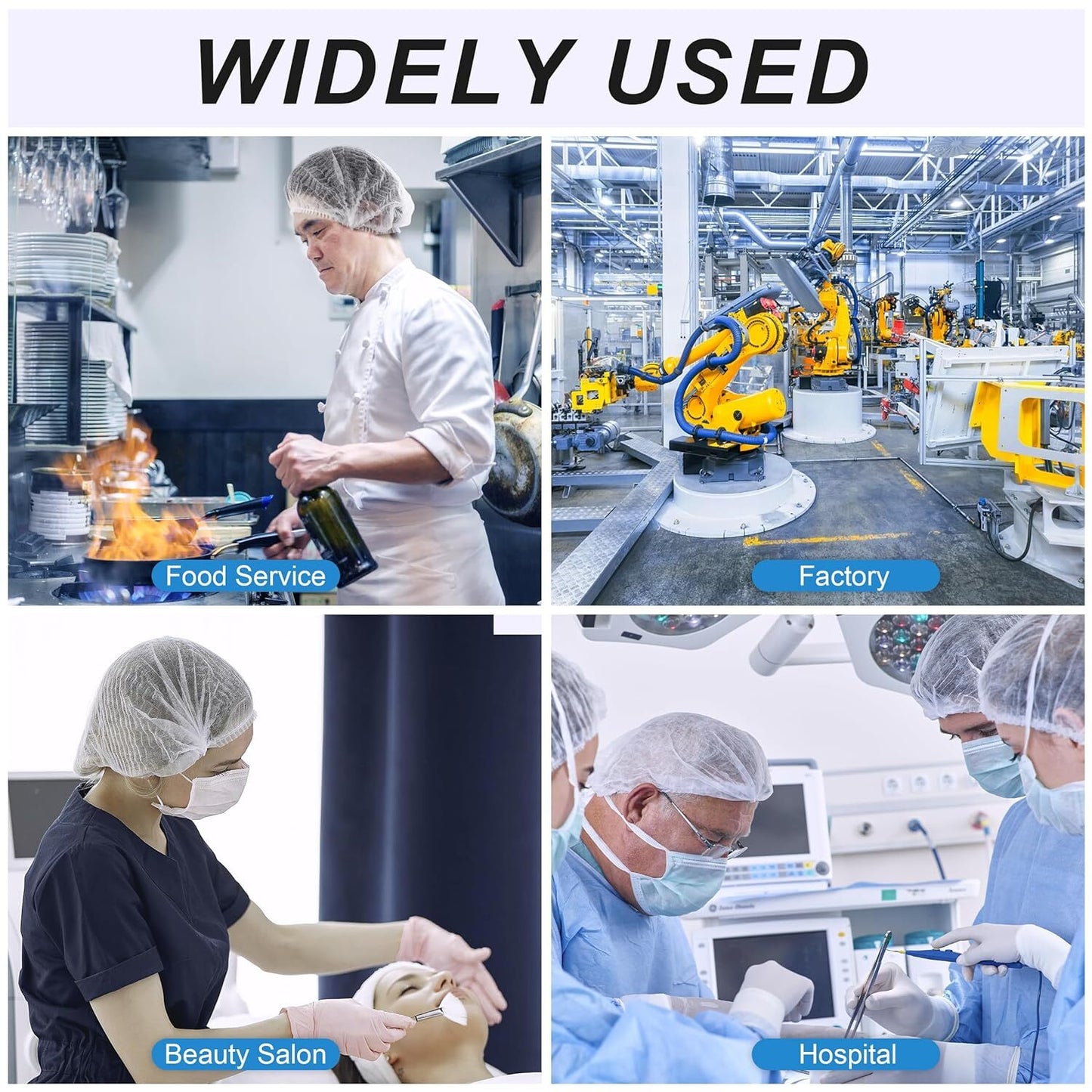10 0 0Pcs Disposable Head Cover Hair Net White Elastic Hair Cap For Beauty Salon