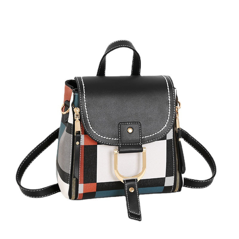 Fashionable New Arrival Plaid Color-Block Womens Backpack