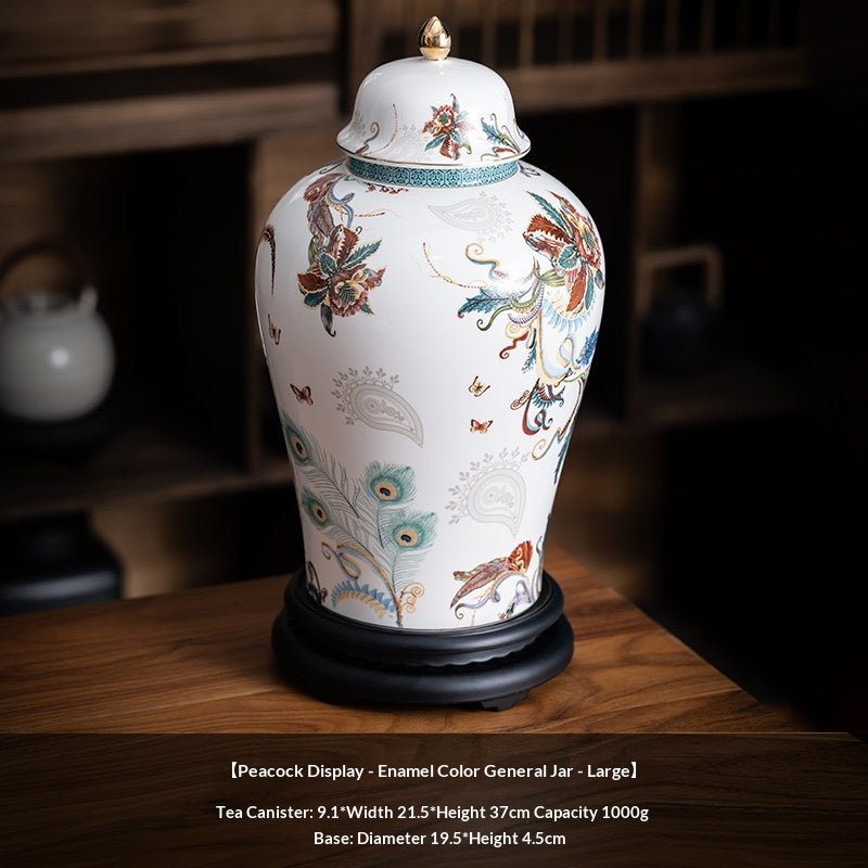 Enamel-color Generals Jar Ceramic Tea Canister