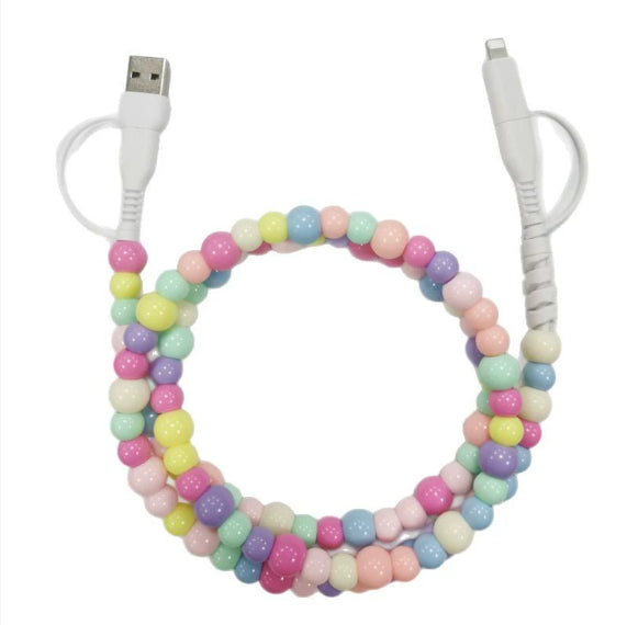 Two-tow And Two-beaded Colored Beads Charging Data Line