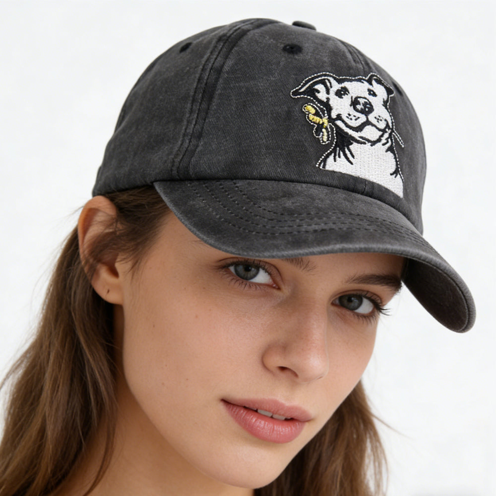 Dog Lover Gifts For Women Men, French Hat, Denim Adjustable Embroidered Dog Dad Baseball Cap
