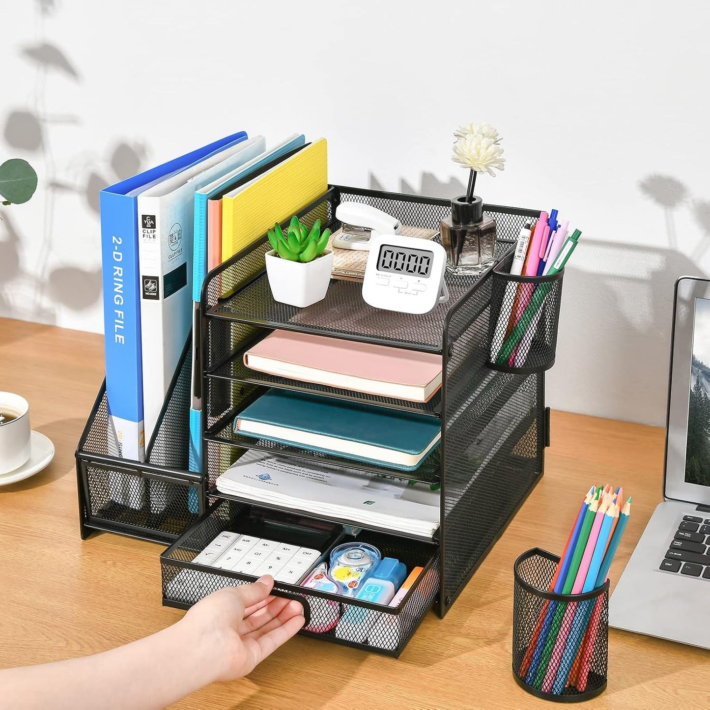 Support pan European shipping--1pc 5-tier Multifunctional Stationery Storage Box | Steel Desktop Storage Rack, Office Supplies Organizer, Office Desk Additions, Bedroom Additions, Home Decoration